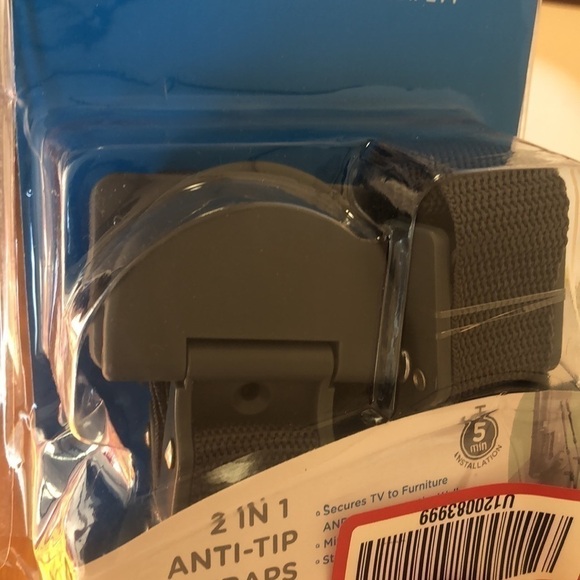 QDOS 2 in 1 Anti-Tip TV Straps 1 Kit - 2 straps SecureHooks Anchor Holds 200lbs - Picture 5 of 6